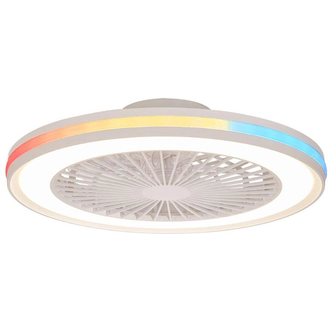 Mantra Iluminación Ventilatore da Soffitto LED 60W 55.6 x 14.2 cm Bianco con Telecomando Luci RGB