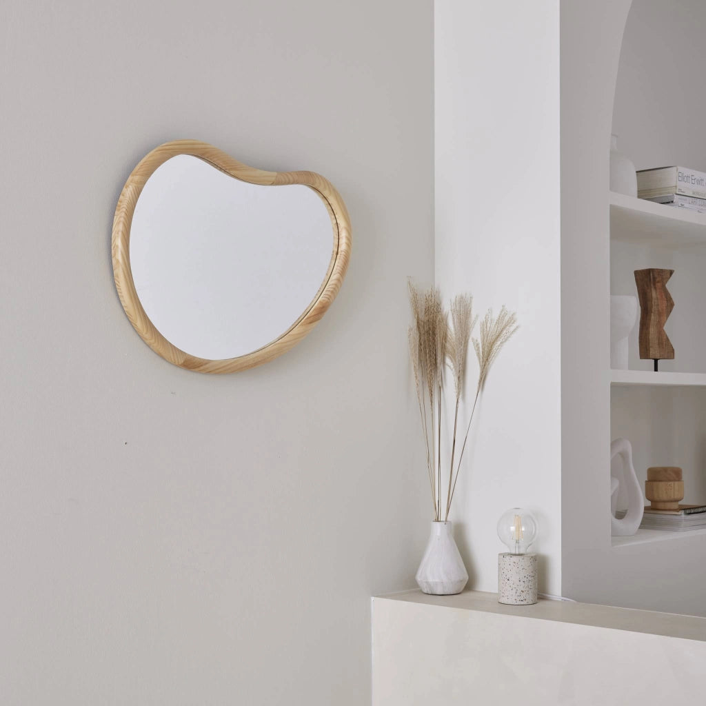 Specchio organico in legno di abete, 65cm, marrone naturale