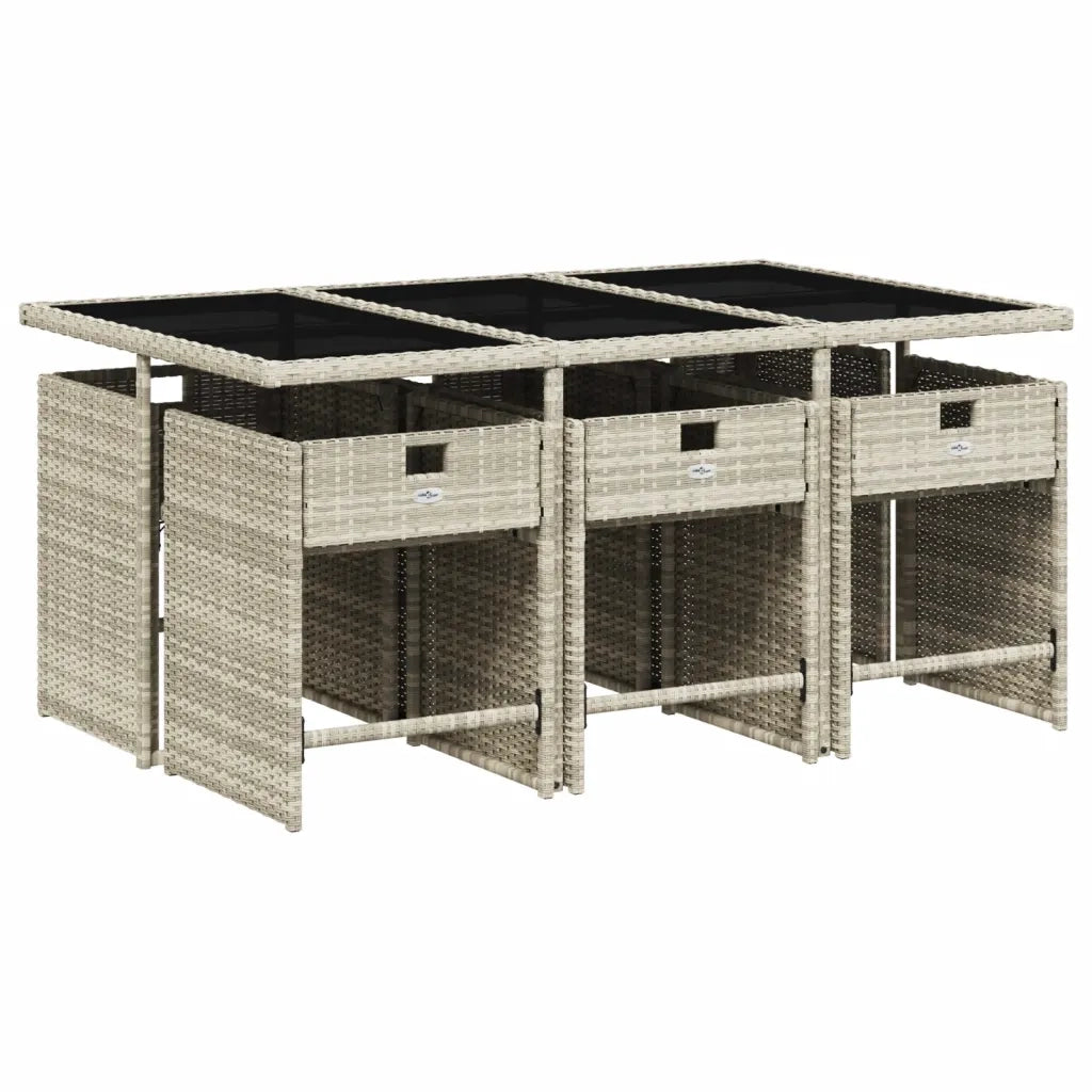 Set da Pranzo da Giardino 7 pz Cuscini Polyrattan Grigio Chiaro 3277858