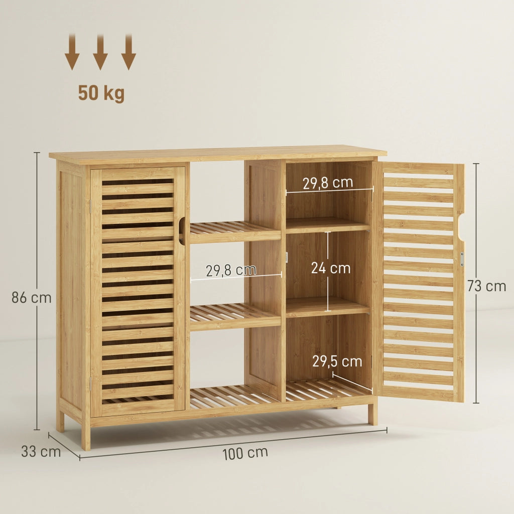 Armadio con ante scorrevoli in bamb¨´ e ripiani ¨C zephmum ¨C 100x33x86 cm