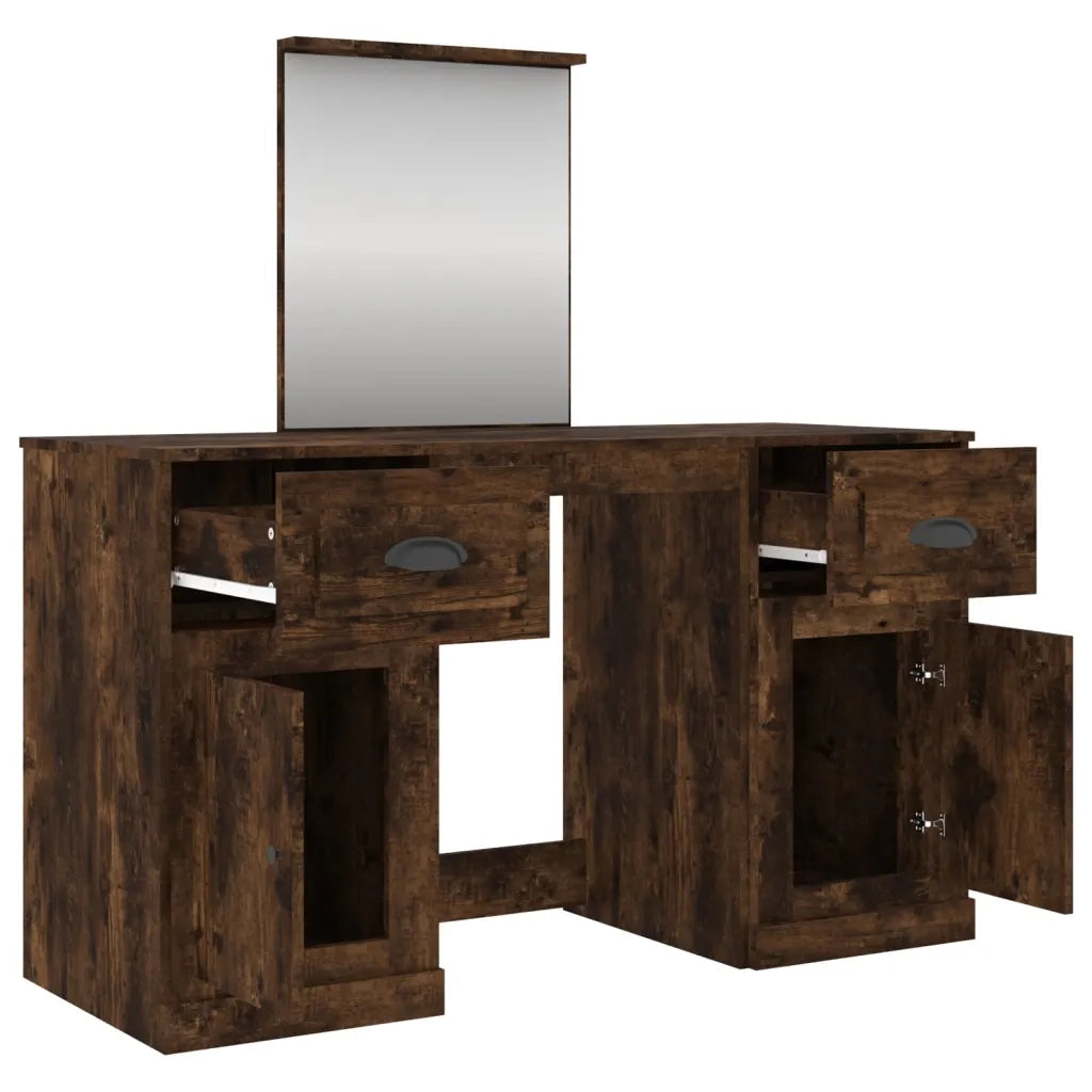vidaXL Toeletta con Specchio Rovere Fumo 130x50x132,5 cm