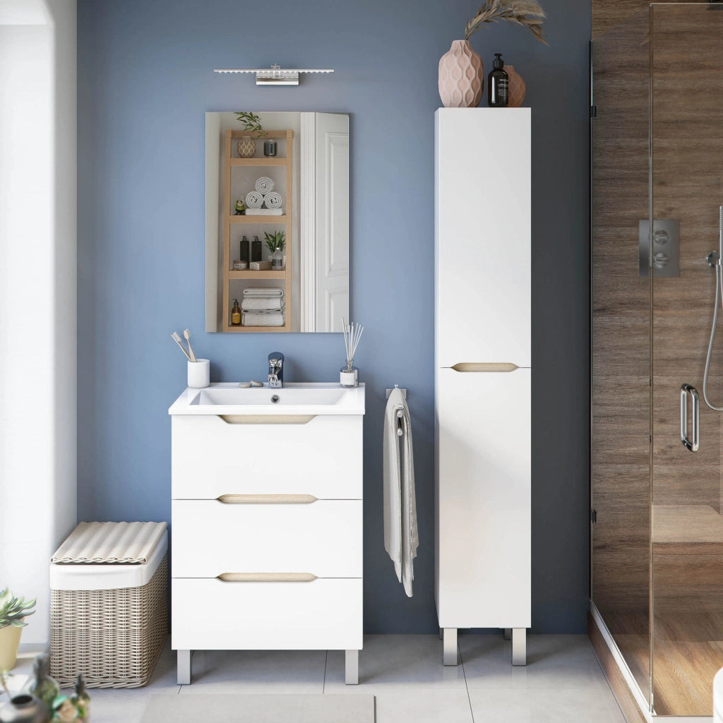 Trogir, Mobile Colonna 3 Ripiani, 30x25x182h cm Bianco Lucido