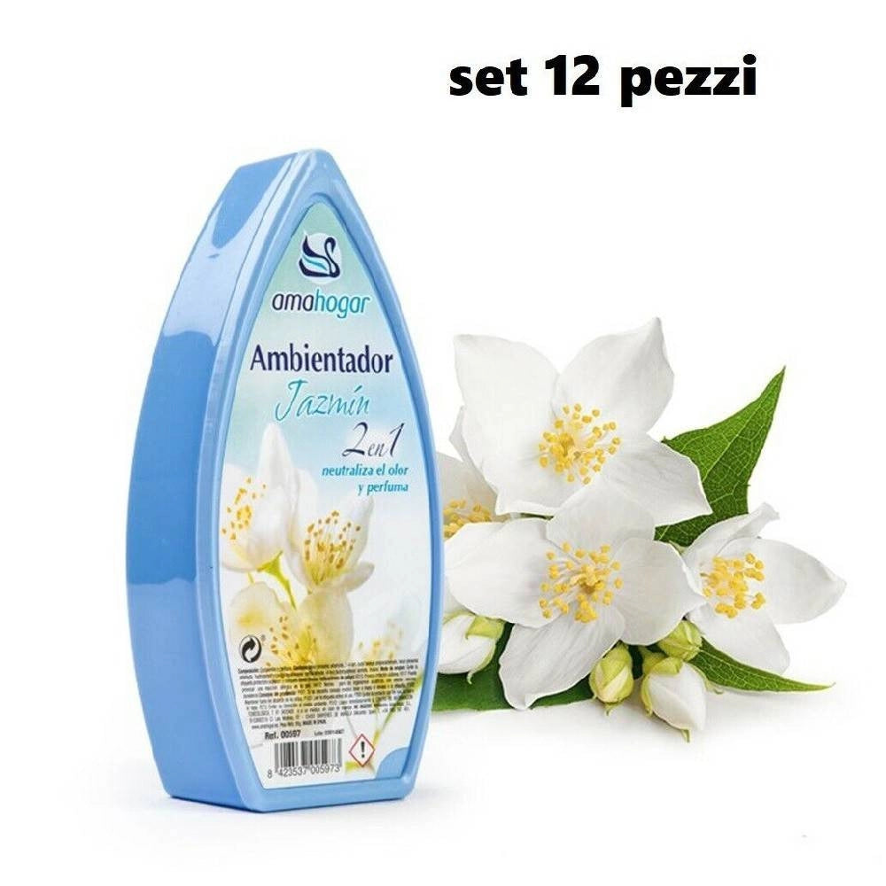 Trade Shop - Set 12 Deodoranti Gel Profumo Ambiente Assorbi Odori Fragranza Gelsomino -