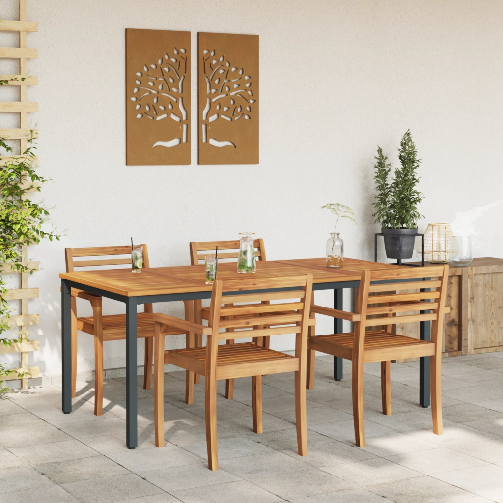 Tavolo da giardino  180x90x75 cm in legno massello di acacia e metallo