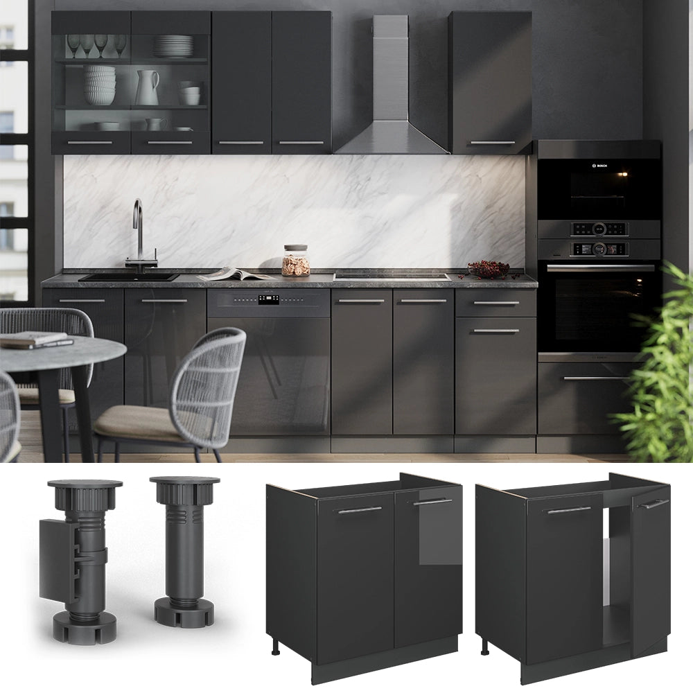 Vicco Mobile lavello cucina Antracite lucido 80 cm , PL Antracite