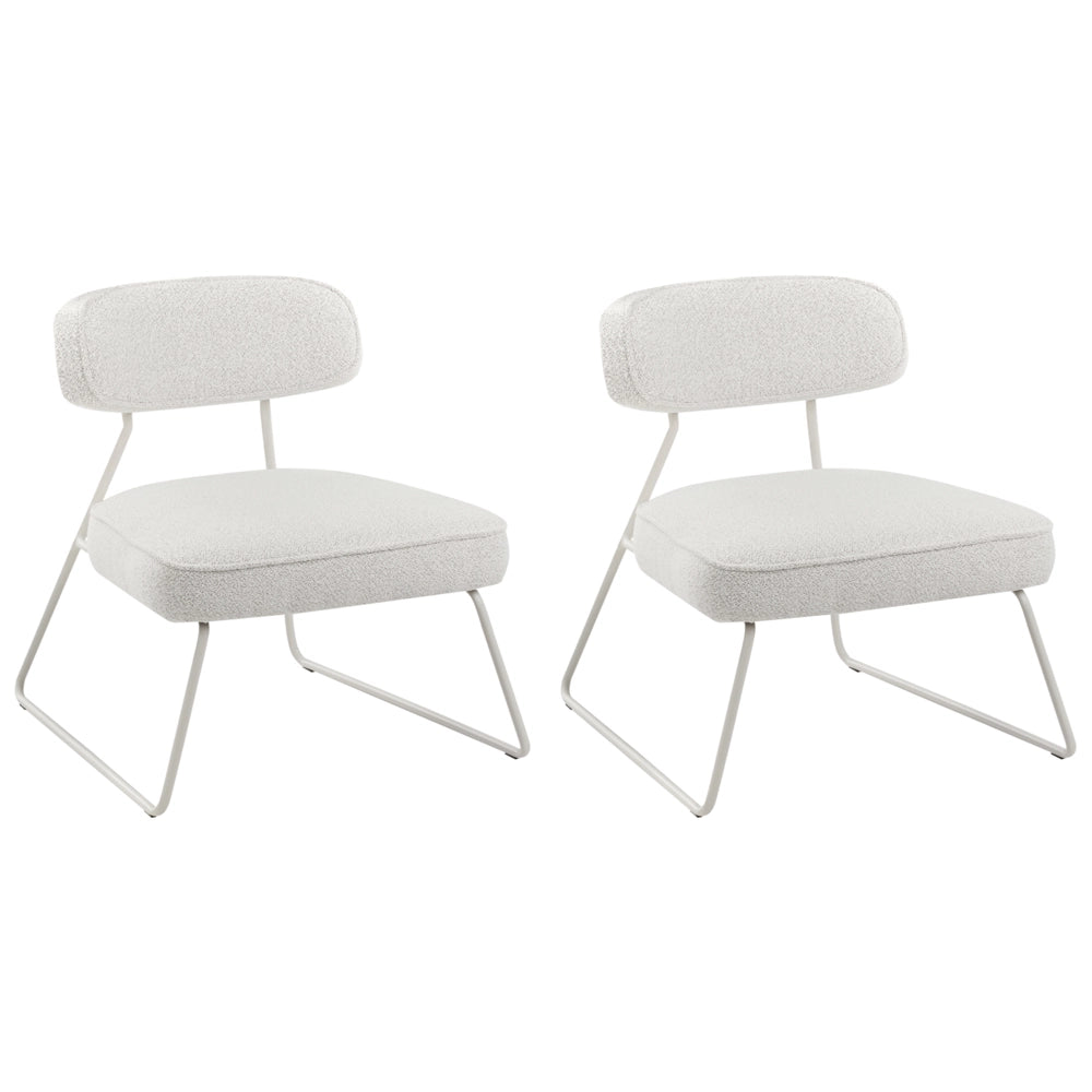 Set di 2 poltrone in tessuto bianco sporco con gambe in metallo senza braccioli Soggiorno moderno