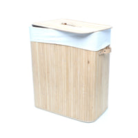 Cesto portabiancheria bambù chiaro 105l, due scomparti, sacco interno rimovibile