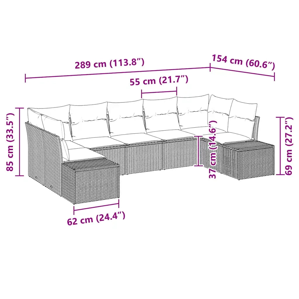 Set Divano da Giardino 7 pcs Grigio chiaro polyrattan 3347212