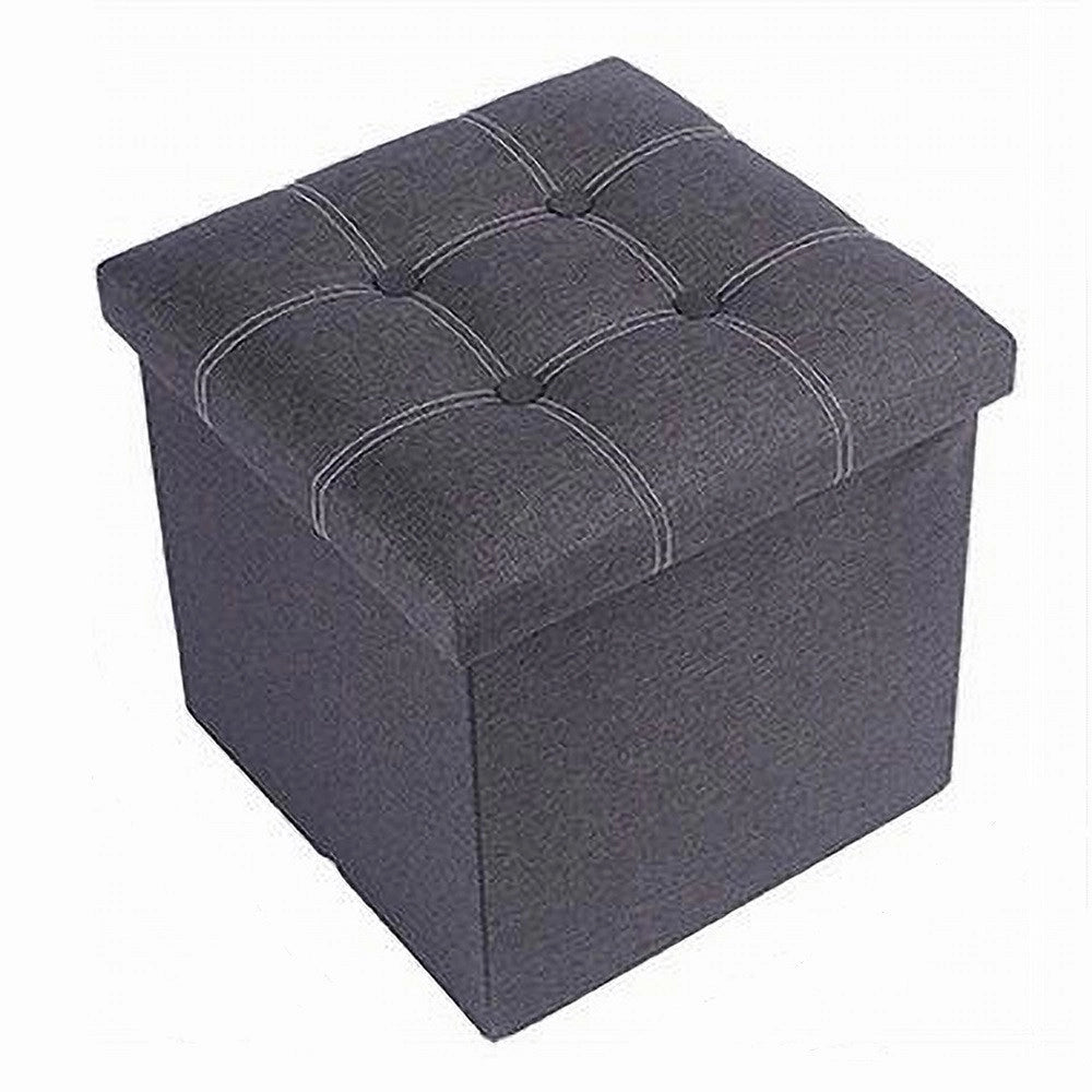 Trade Shop - Pouff Puff Pouf Contenitore Imbottito Portaoggetti Seduta Grigio 30x30x30cm 79422 -