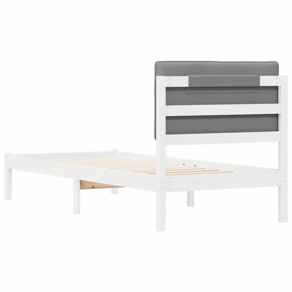 Letto con Testiera Rivestita Grigio chiaro 75 x 190 cm 878093