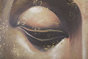 Dipinto su Tela Buddha 100x100x3 cm Cornice in Legno di Pino Multicolor