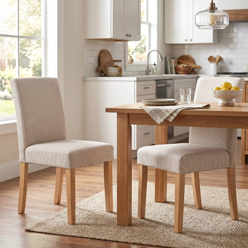 Set di 2 Sedie da Pranzo Imbottite ¨C zephmum ¨C Legno di Hevea, Grigio