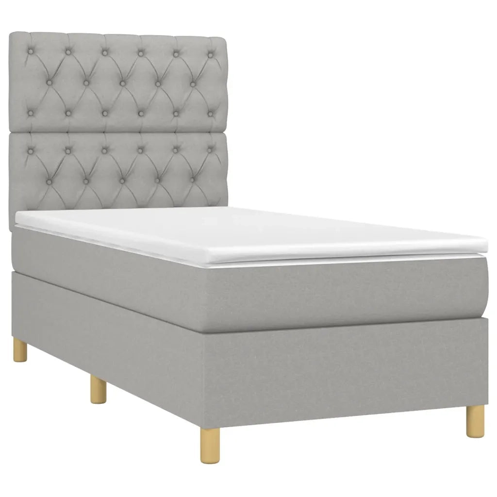 Giroletto a Molle con Materasso Grigio Chiaro 80x200 cm Tessuto cod mxl 47009
