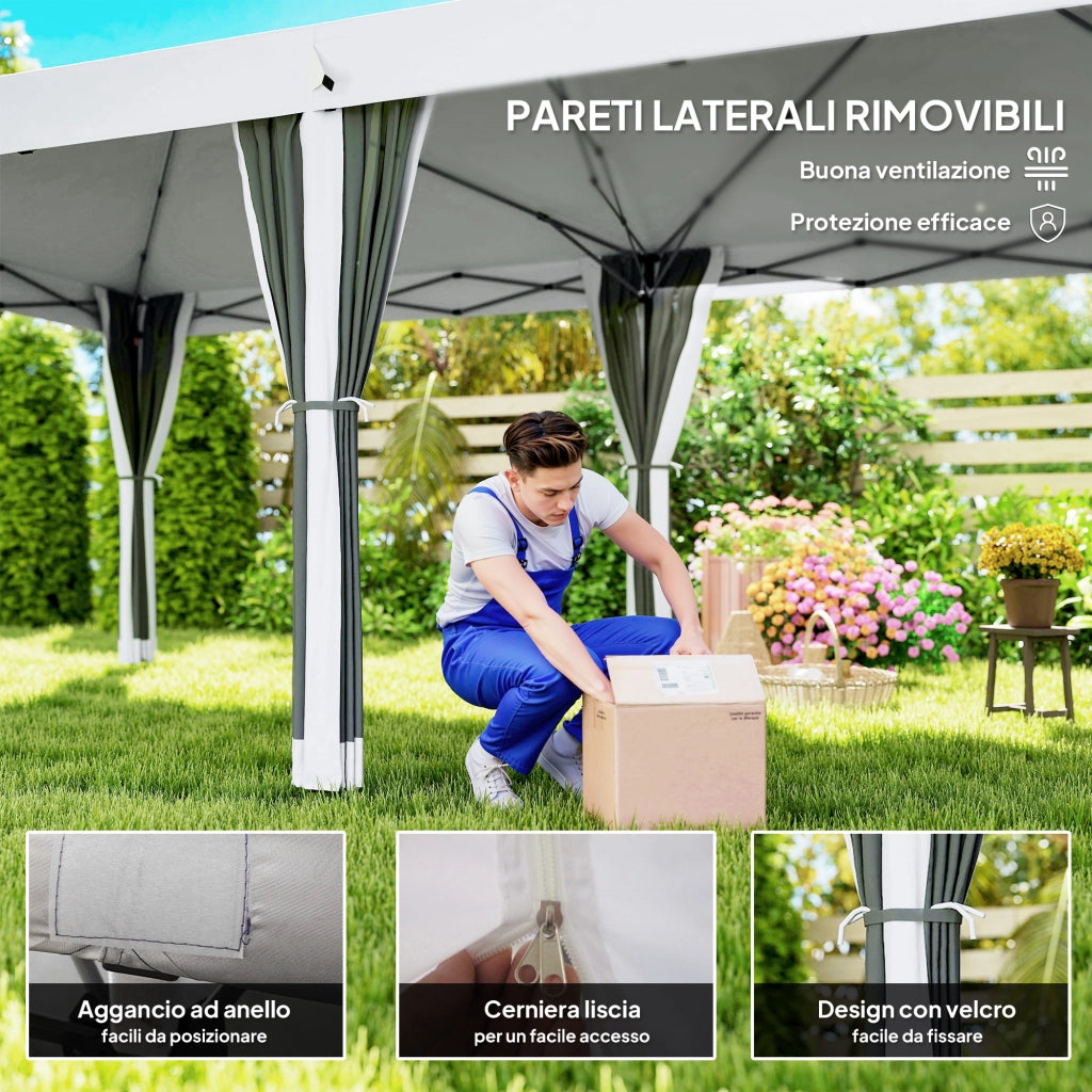 Gazebo da Giardino Pieghevole con Zanzariera ¨C Zephmum ¨C 6x3 m Crema