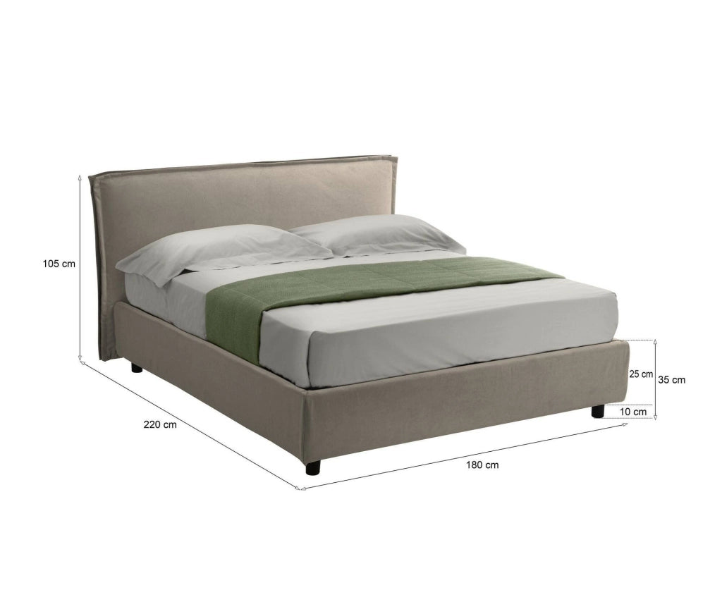 Letto Matrimoniale Bubbio, Letto Matrimoniale Sfoderabile Made in Italy, Grigio Tortora\