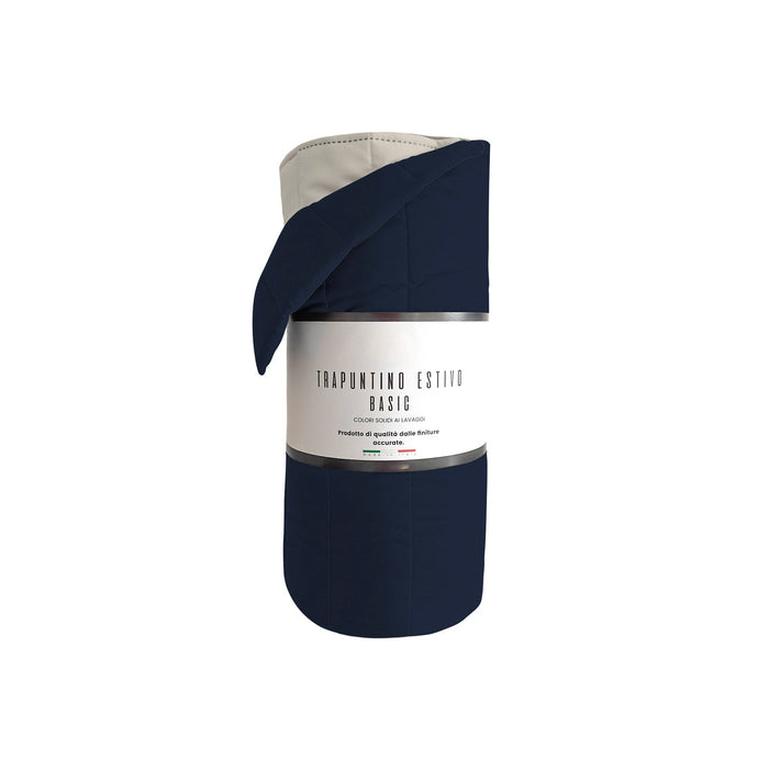 Trapuntino Double Face 1 Piazza e Mezzo 100gr Tinta Unita in Microfibra Blu Scuro/Grigio Chiaro