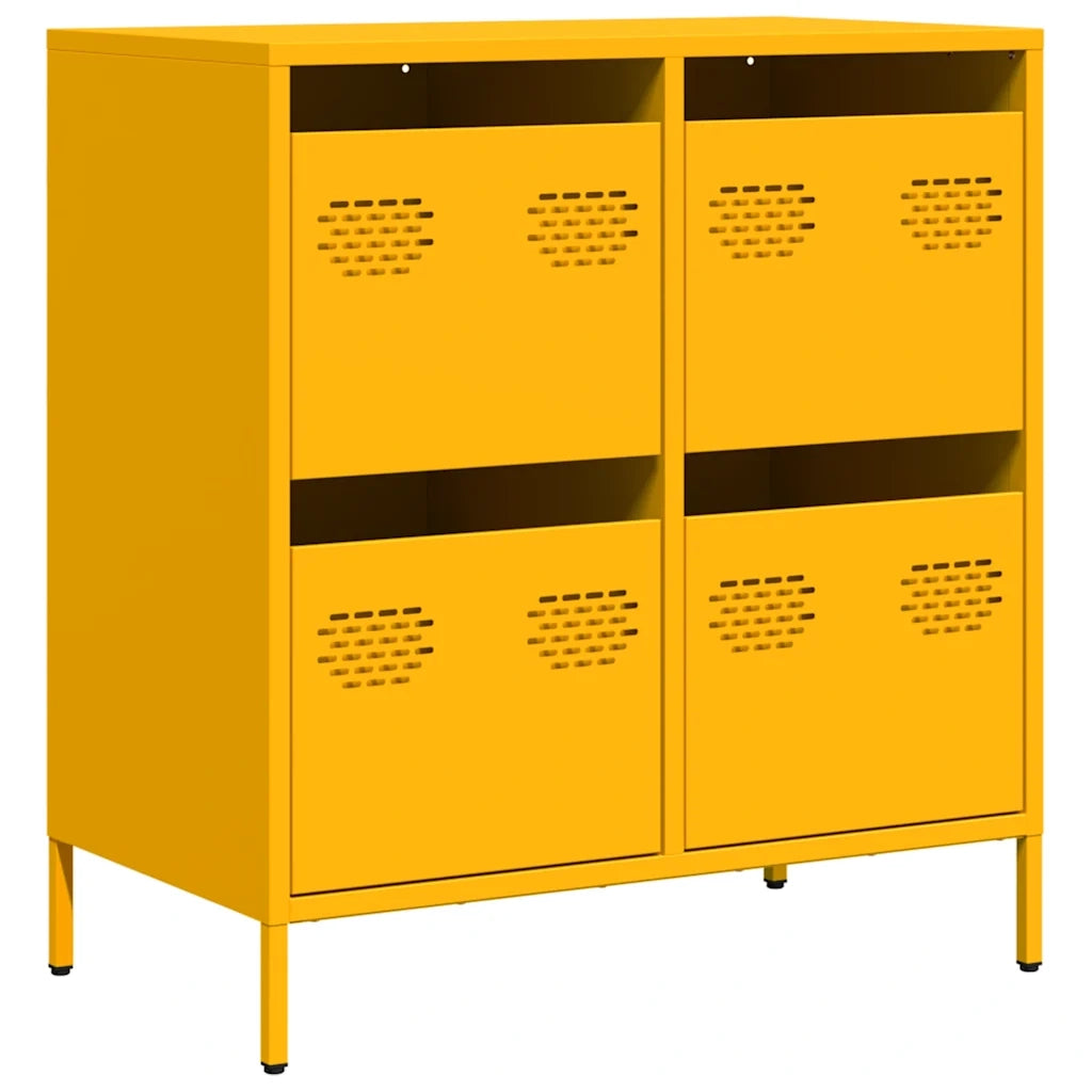Credenza Giallo Senape 68x39x73,5 cm Acciaio Laminato a Freddo