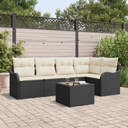 Set Divano da Giardino con cuscino 6 pcs Nero Poly Rattan 3345707