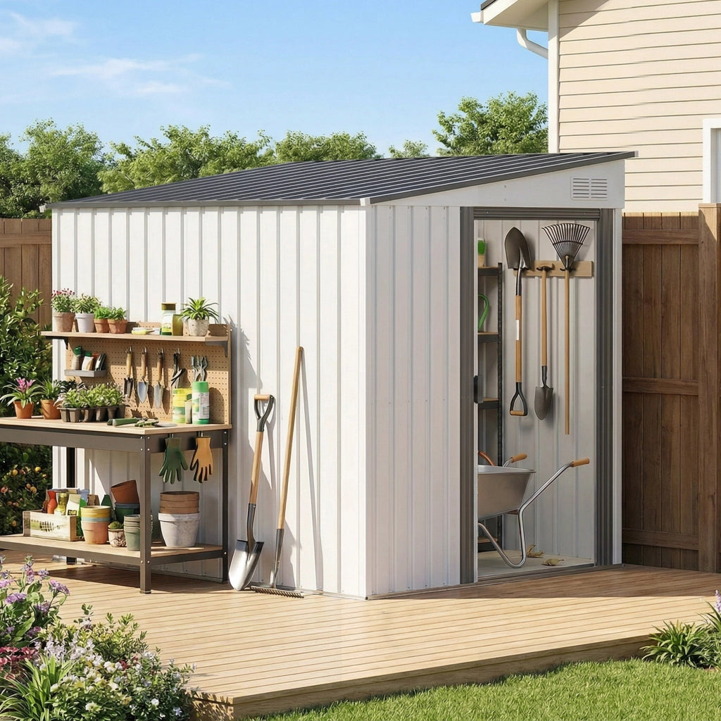 Casetta da giardino in metallo ¨C zephmum ¨C Grigio 154x206.5x181 cm