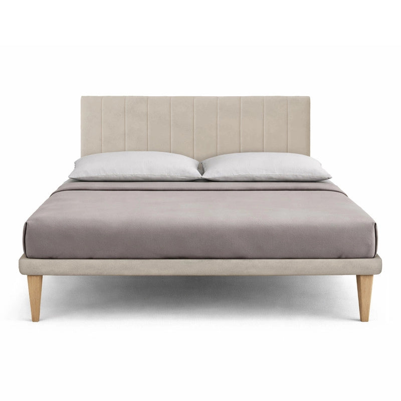 Letto imbottito Letto Matrimoniale alla Francese 140x200 cm Vertical - Con rete,Microfibra,Sabbia