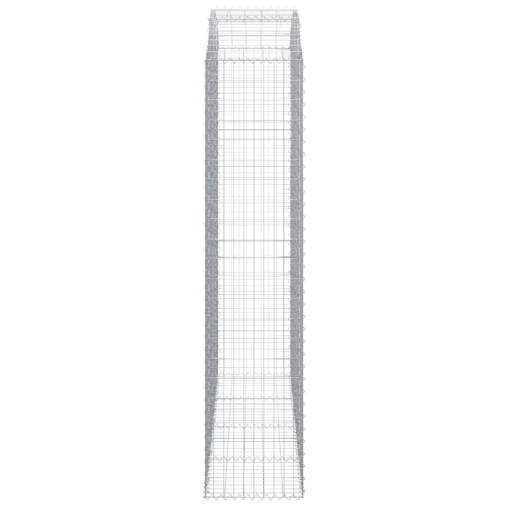 Cesto gabbione recinzione a gabbia muro di contenimento ad arco 200 x 50 x 220/240 cm ferro zincato argento 02_0040038