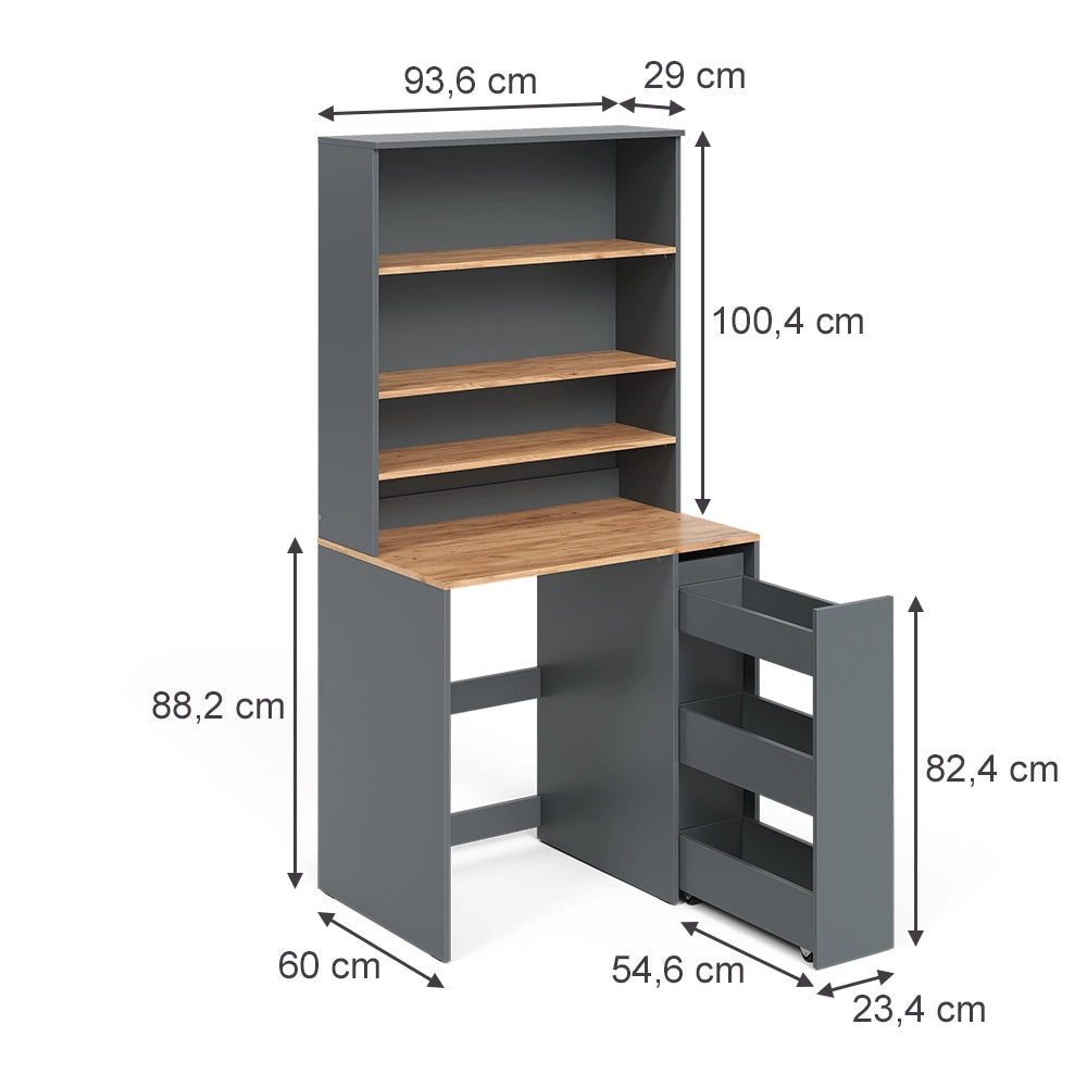 Armadio per lavatrice Viktor Antracite/Rovere dorato 93.6 x 88.2 cm 2 parti con ripiano Vicco