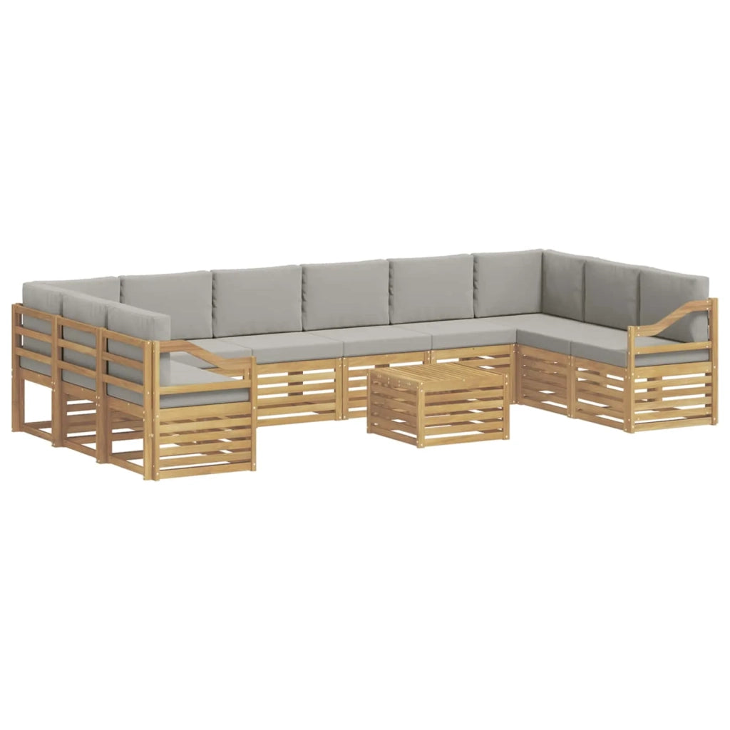 Set di divani da esterno 11 pcs Bianco e Grigio Chiaro