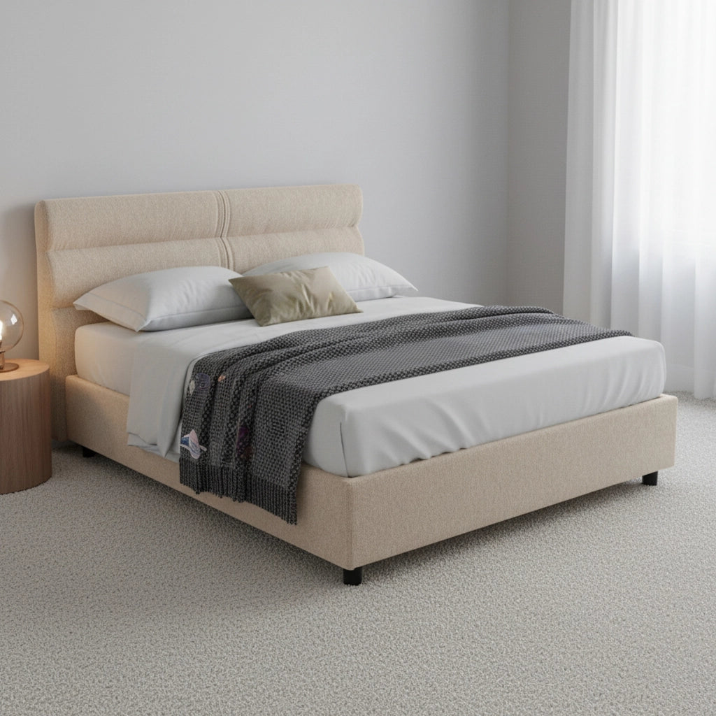 Letto Matrimoniale Briaglia, Letto Matrimoniale Sfoderabile Made in Italy, Grigio Tortora\