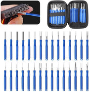 Kit di rimozione pin, rimozione pin, disimpegno connettori auto, set con scatola per la maggior parte delle connessioni (COLOR: blu)