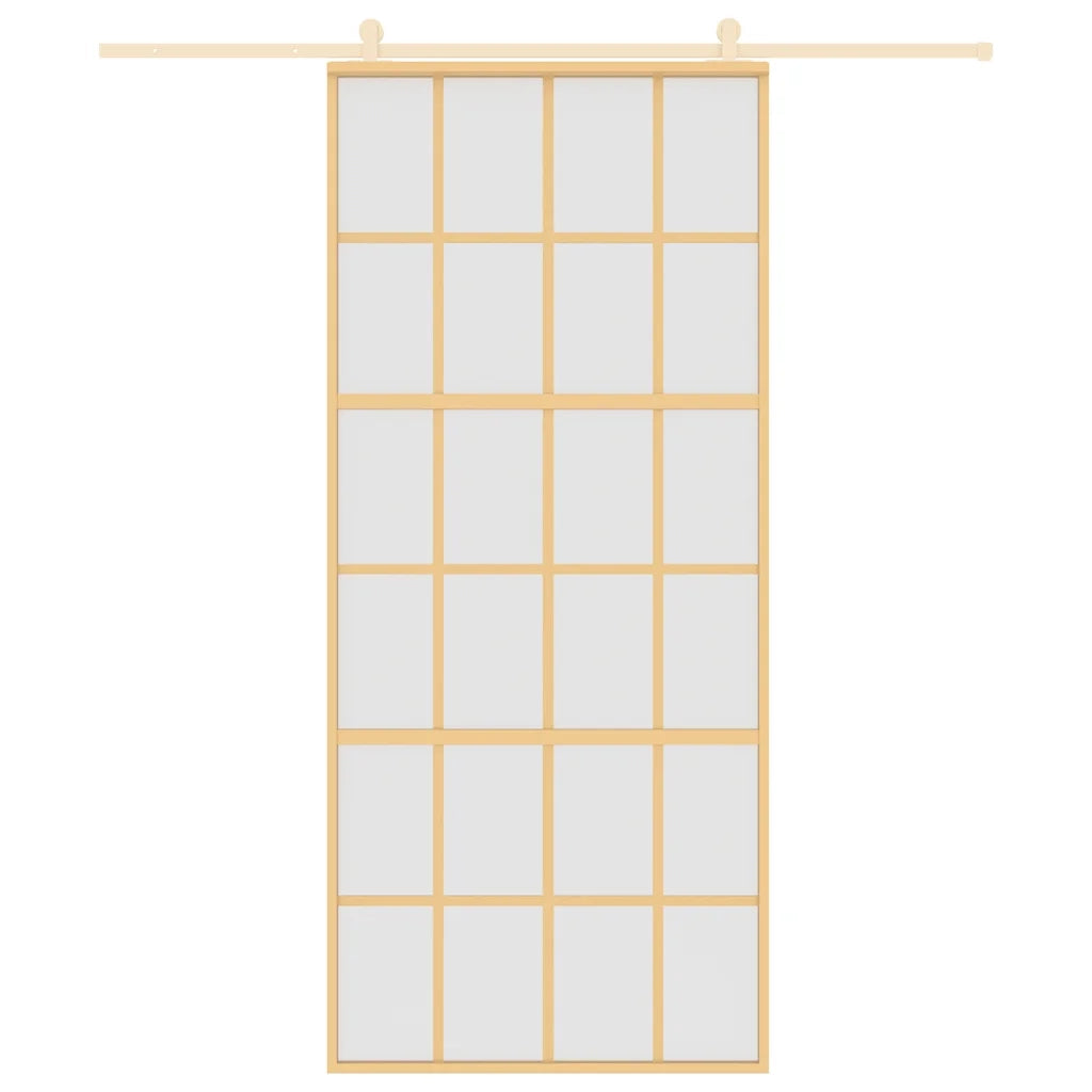 Porta Scorrevole Dorata 90x205 Vetro Smerigliato ESG Alluminio 155176