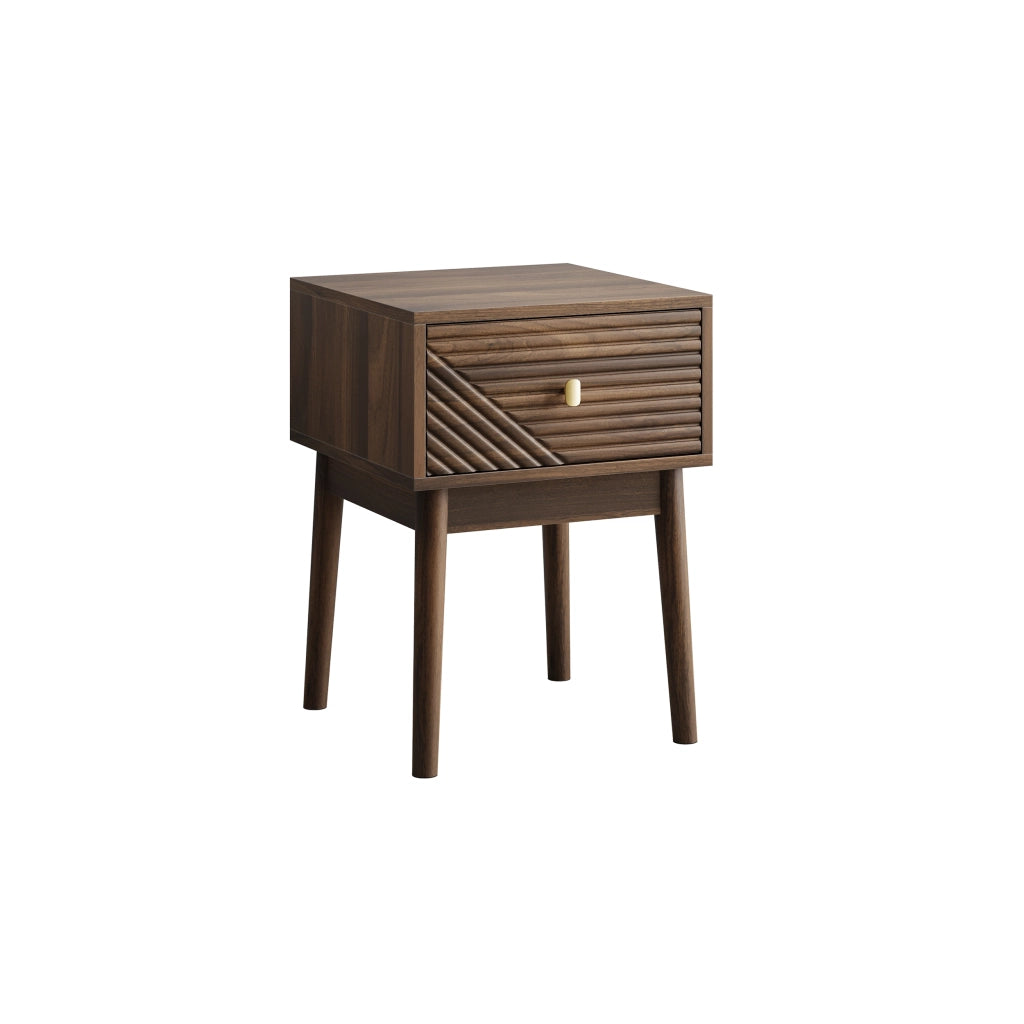 Comodino moderno in noce con 2 cassetti, 40 x 40 x 55 cm