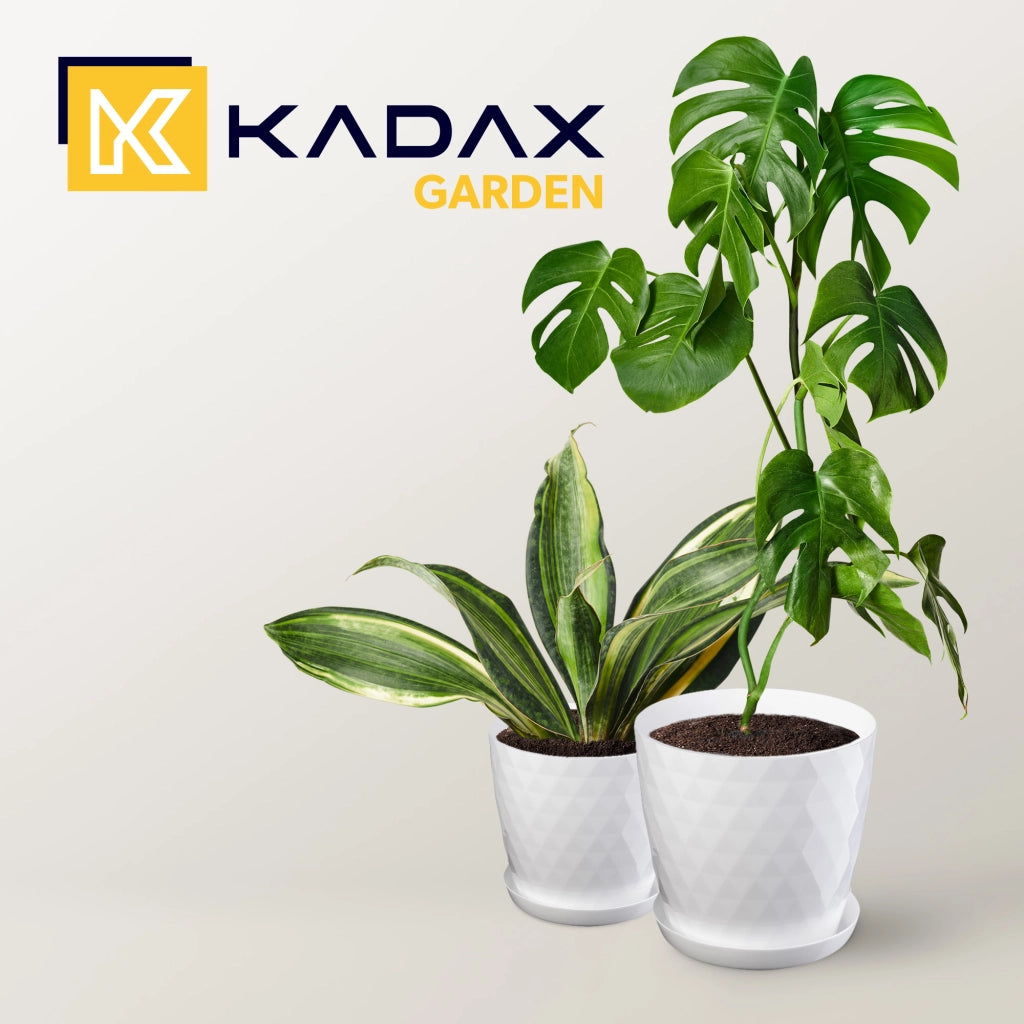 Vaso da fiori in plastica KADAX con supporto e coperchio, 30 cm, bianco.