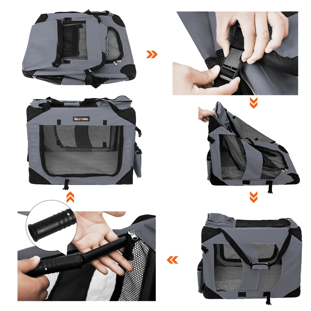 Borsa per il trasporto di cani trasportino pieghevole per gatti 70 x 52 x 52 cm grigio 12_0001243