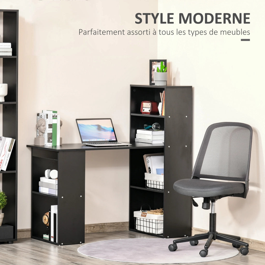 Scrivania per Computer con 6 Ripiani Aperti ¨C Xylo ¨C Legno Nero 120x55x120 cm