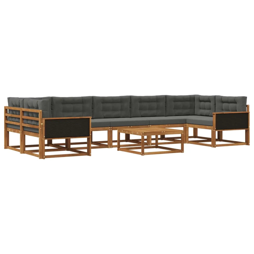 Set di divani da esterno con cuscino 8 pcs Naturale e Antracite