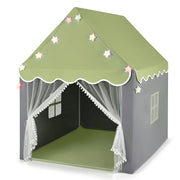 Tenda da gioco per bambini con tappetino lavabile, Tenda castello fatato con luci a forma di stella Verde-Tende e Casette per bambini