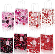 Set di tazze per trattamento 12 pezzi - Set di regali per San Valentino - Maniglie - Borse di carta per buoni - Disegno di cuori - Stile dolce - Borse di regalo