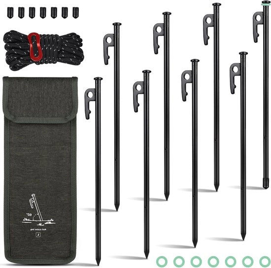 Set di 8 cavi di fissaggio stormproof da 30 cm con anelli luminosi e funi.
