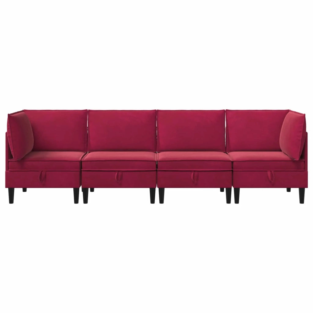 Set di mobili per il soggiorno 4 pcs Rosso Vino Velluto