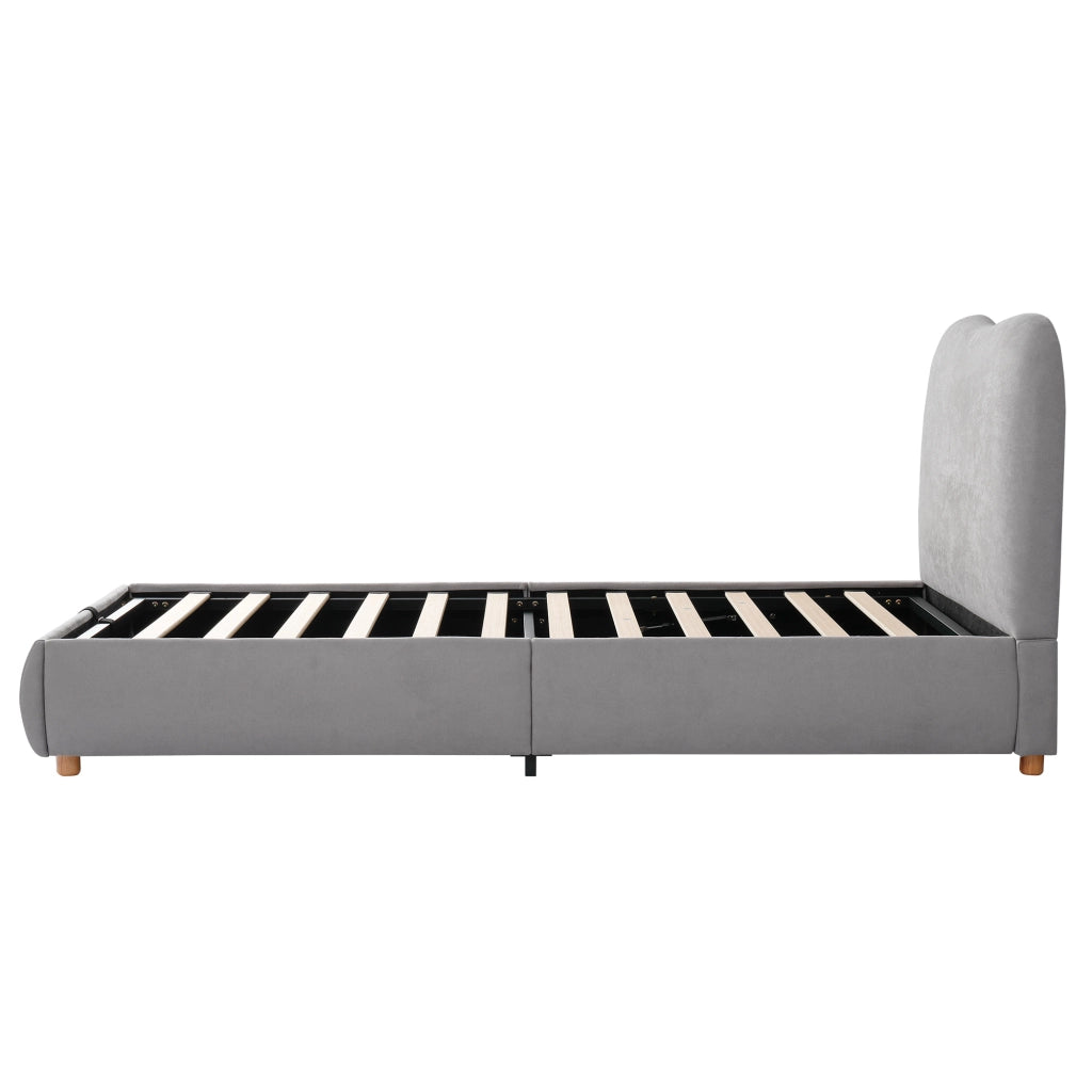 Letto singolo imbottito 90 x 200 cm con contenitore idraulico, testiera imbottita, rete a doghe, grigio