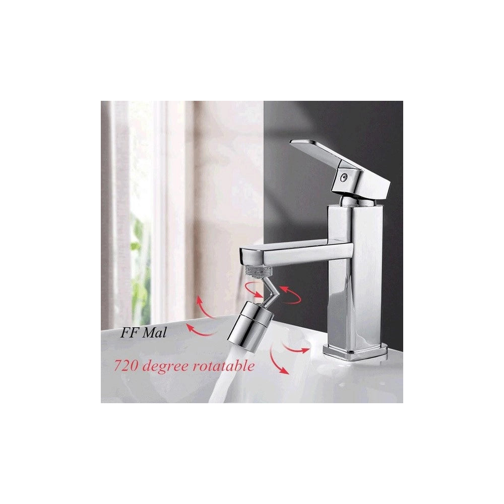 Trade Shop - Rubinetto Girevole 720° Filtro Aeratore Miscelatore Snodabile Acqua Cucina Bagno -