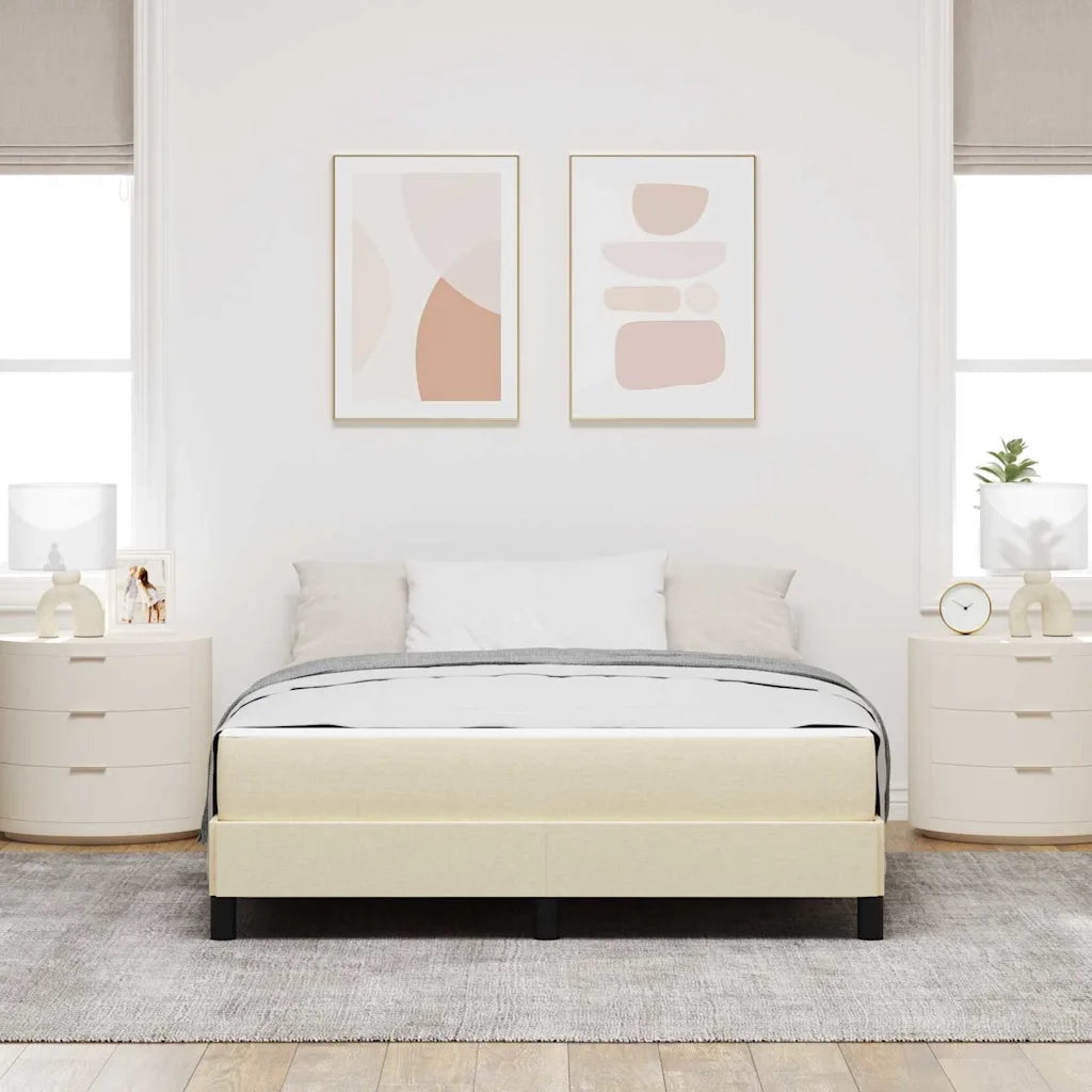 Letto a molle con materasso Crema 160 x 200 cm Tessuto 3398505