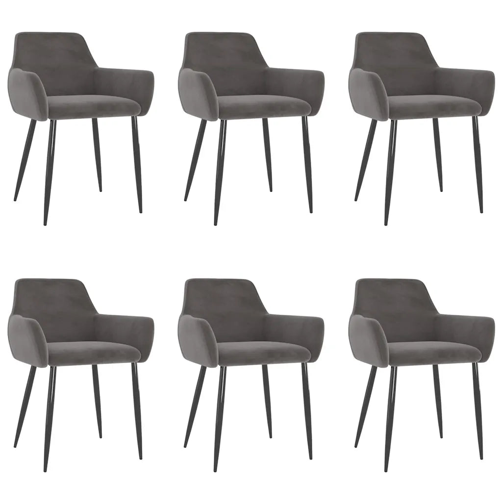 Sedie da Pranzo 6 pz Grigio Scuro in Velluto cod mxl 10277