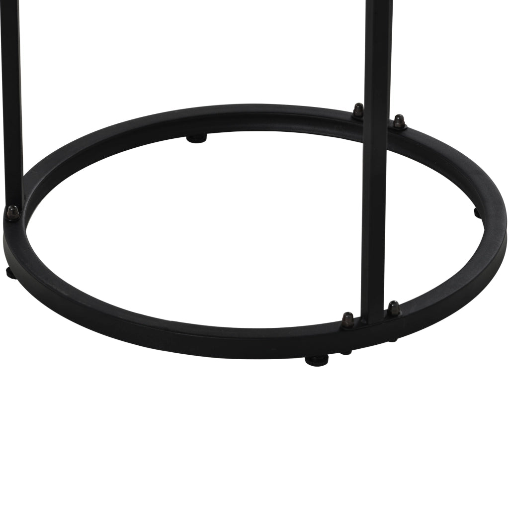 Tavolini rotondi set 2 50 x 70,5 cm noce e nero MDF, impilabili
