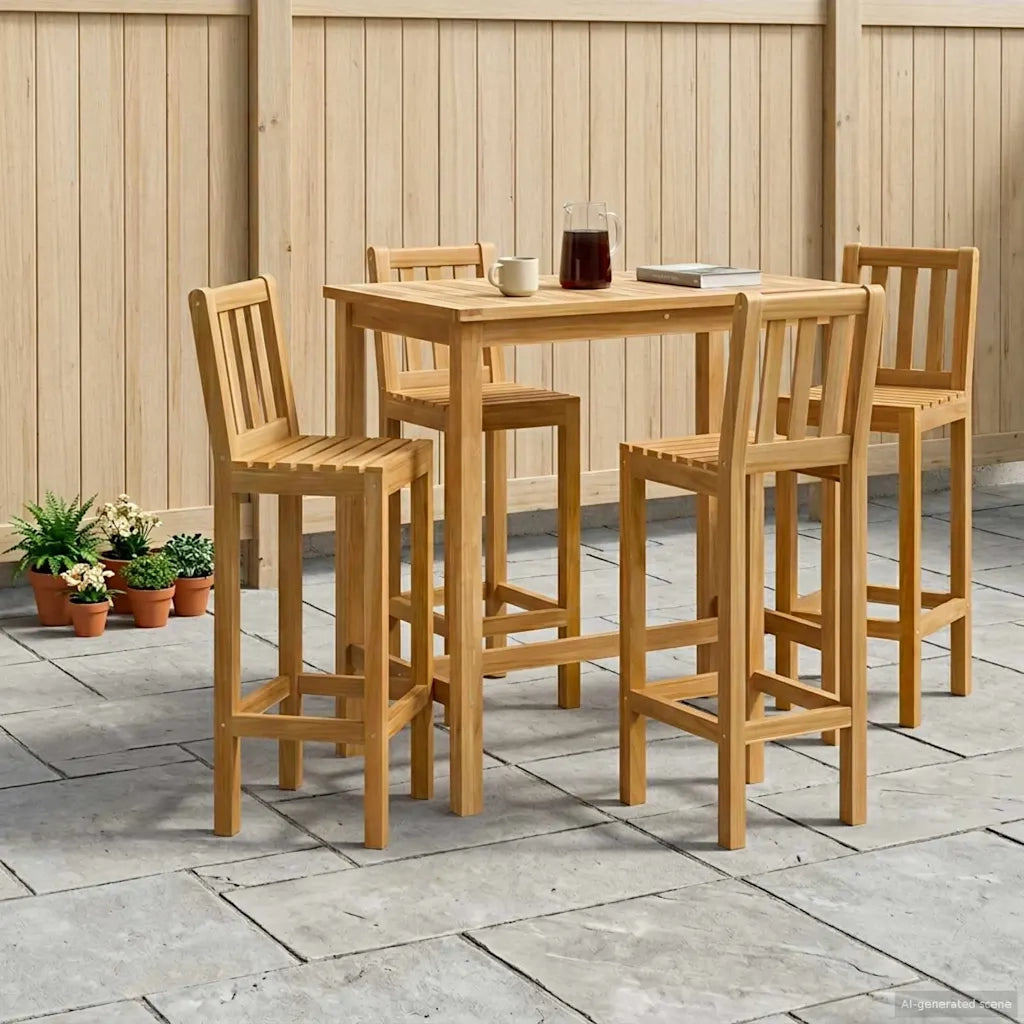 Set Bar da Esterno 5 pcs Non trattato Legno di teak solido 3422499