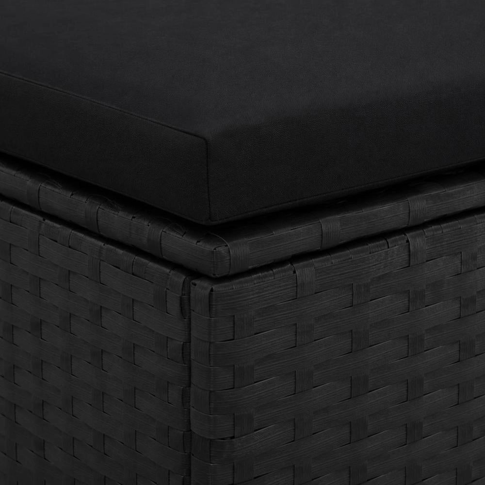 Garden Stools With Cushions, 2 Pieces, Black Poly Rattan
