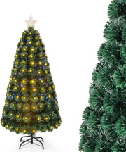 Albero di Natale da 150/180 cm, Albero di Natale Artificiale con 170/230 Rametti in PVC, 170/230 Luci LED, Stella Luminosa e 8 Modalità di Illuminazione, per Casa, Ufficio e Negozio (150 cm)