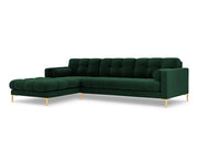 Cosmopolitan Design - Divano angolare sinistro "Bali" 5 posti in velluto verde bottiglia 