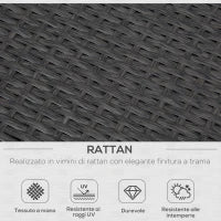 Salottino da giardino esterno Set 4 Pzi:1 Divano/2 Poltrone/1 Tavolino, Set da Giardino in Rattan,  Caffè Scuro e Bianco