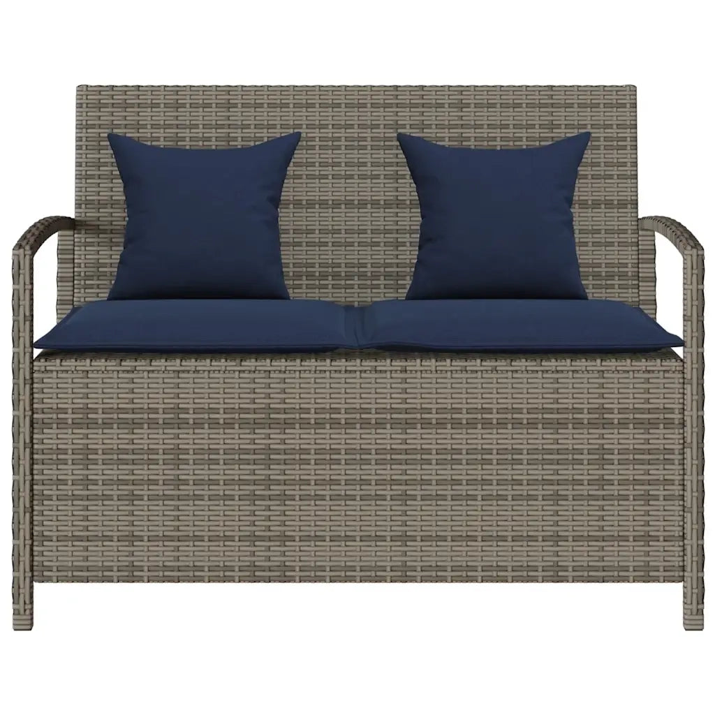 Panca Portaoggetti da Giardino con Cuscino Grigio in Polyrattan 4104218